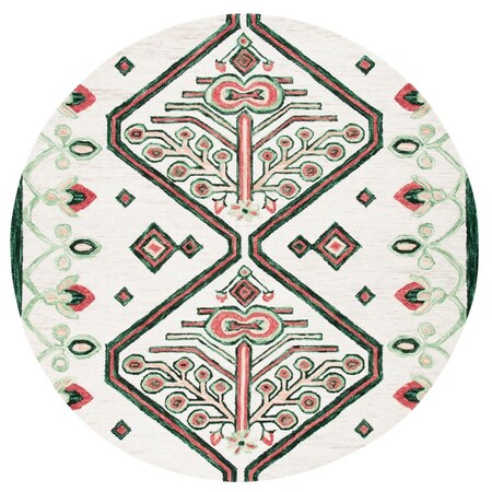 Safavieh 7 x 7 ft. Global & Contempoaray Aspen Round Rug; Ivory & Green APN703B-7R